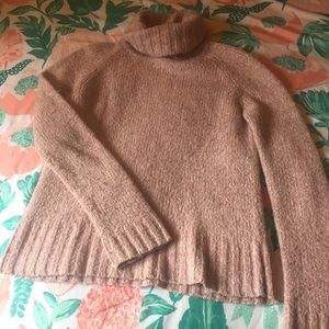 Light Pink Knit Turtleneck Sweater